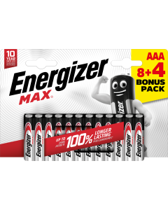 Pile Energizer Max AAA / E92 (12 pezzi in blister) (8+4)