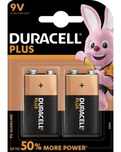 DURACELL 9V PLUS POWER BATTERI (2 stk.)