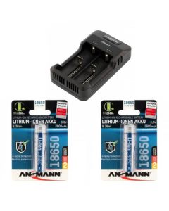 Ansmann Li-ION & Ni-MH Batterieladegerät inkl. 2x Ansmann 18650 Batterien 2600mAh