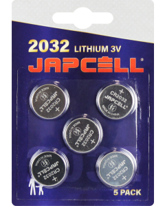 JAPCELL Batterie al litio CR2032 - confezione da 5 pezzi.