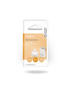 NEDIS, Netværksstik   RJ45-hanstik   Til flertrådede kat. 6 UTP-kabler   10 stk.   Transparent