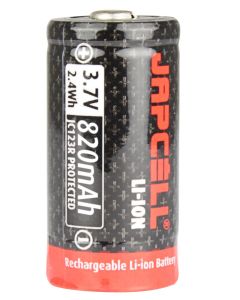 Japcell JC123R - Batteria ricaricabile CR123 agli ioni di litio da 3,7 V 820 mAh