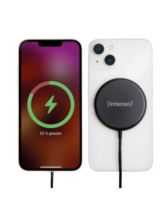 Intenso® Caricatore Wireless MagSafe compatibile QI 15W con cavo USB-C e caricatore rapido 30W PD/QC. Nero