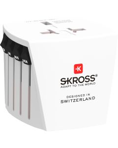 Adattatore da viaggio Skross "Hele Verden" - modello compatto da 5x5 cm