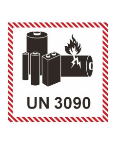 Rotolo di etichette UN3090 Litio Metallo UN, 1500 pezzi con foro da 7,5 cm