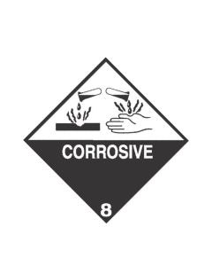 Rotolo etichette ONU per batterie Classe 8 – 1500 pezzi con foro da 7,5 cm