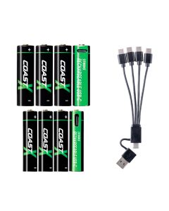 Coast 4xAA + 4xAAA 1,5V USB-C batterie ricaricabili – Certificato CarbonNeutral® (CO2 neutro)