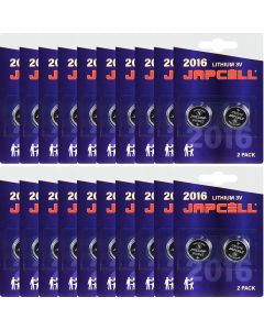 Batterie JAPCELL® CR2016 al litio - 40 pezzi (20 x 2 pezzi)