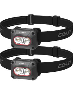 2 pz. Coast FLX10R lampada frontale ricaricabile con luce rossa e verde 1000 lumen