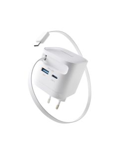 Caricatore GaN multiporto Intenso® USB-C/USB-A 65W con cavo USB-C - Bianco
