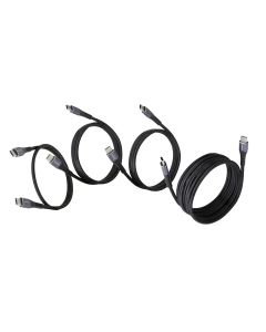 Cavo di ricarica e dati Intenso® da USB-C a USB-C da 60 W, rivestito in tessuto, nero - Confezione mista da 4 pezzi (0,5 m/1 m/1 m/2 m)