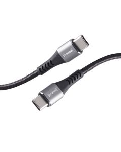 Cavo di ricarica e dati Intenso® da USB-C a USB-C da 100 W, rivestimento in tessuto, nero, 2 m