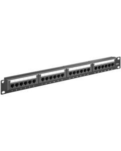 CAT 6 19 tommer Patch Panel, 24 Port, sort, Papirboks med label