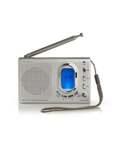Nedis, radio FM, 1,5 W, ricevitore mondiale, funzione sveglia, grigio