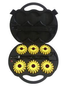 Japcell FLARE 6-PACK Box-set, Luci di emergenza / Segnalatori di avviso / Tartarughe ricaricabili (6 pz.) con kit di ricarica