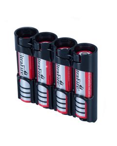 Powerpax batteriholder til 4 stk. 18650 batterier - Sort