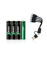 Batterie ricaricabili Coast AAA USB-C 1.5V 750 mAh  (4 pezzi) incluse di cavo di ricarica.