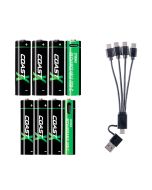 Coast 4xAA + 4xAAA 1,5V USB-C batterie ricaricabili – Certificato CarbonNeutral® (CO2 neutro)