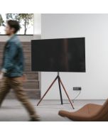 Supporto da pavimento per TV Treppiede, look legno, fissaggio cavi, 40" - 65" - Look legno e gestione cavi