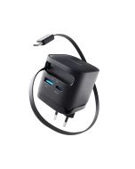 Caricatore GaN multiporto Intenso® USB-C/USB-A 65W con cavo USB-C - Nero